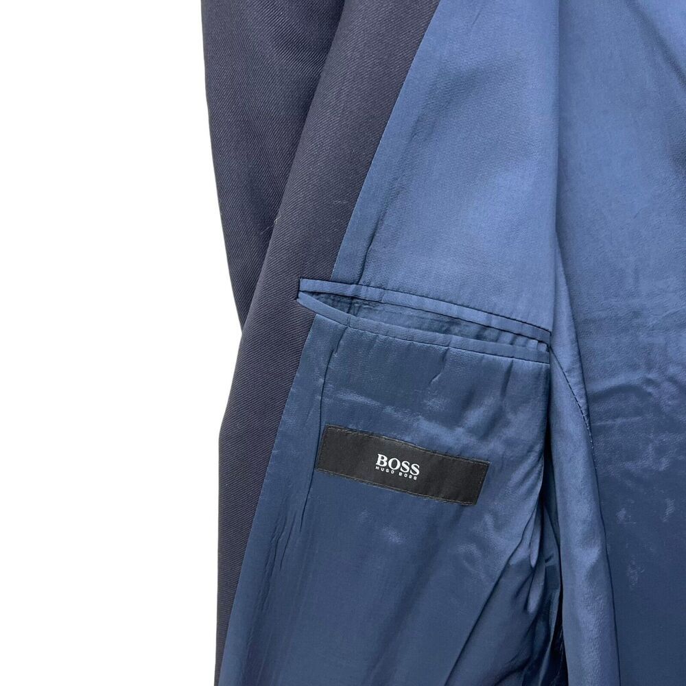 Boss Hugo Boss Mens Wool Blazer Suit 3 Button Ventless Lined Pockets Navy Sz 42R - Picture 4 of 7